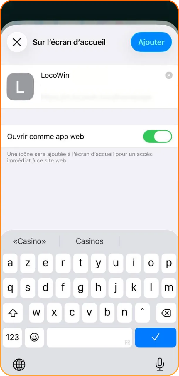 Suivez la procédure pour terminer l'installation de l'application LocoWin sur iOS.