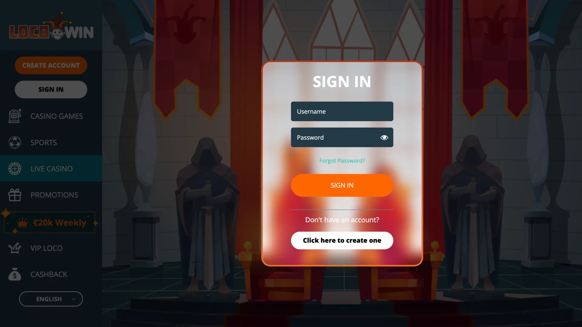 Access the member area and log in to your account at LocoWin.