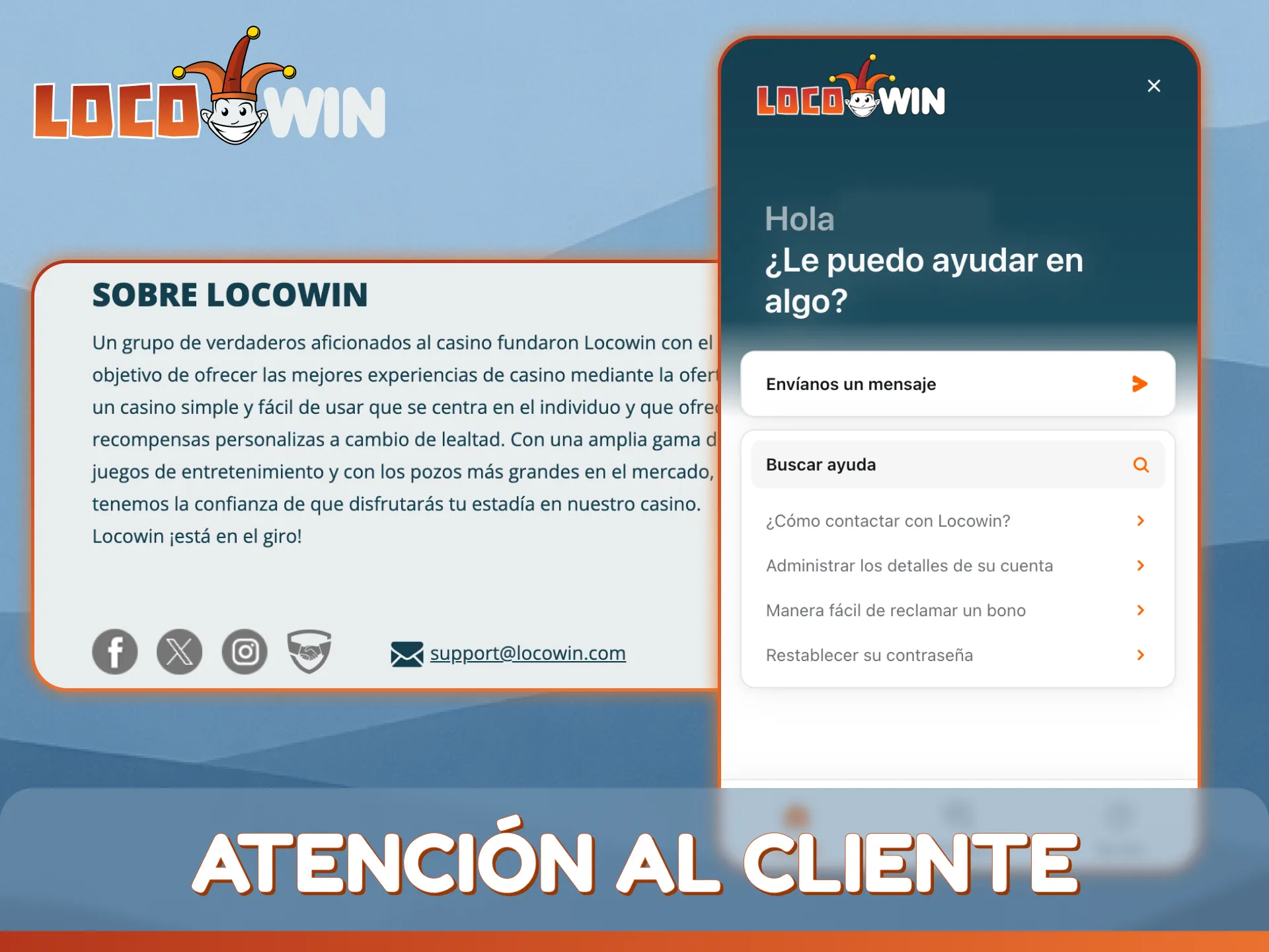 Comuníquese con el equipo de atención al cliente de LocoWin para obtener cualquier ayuda que necesite.