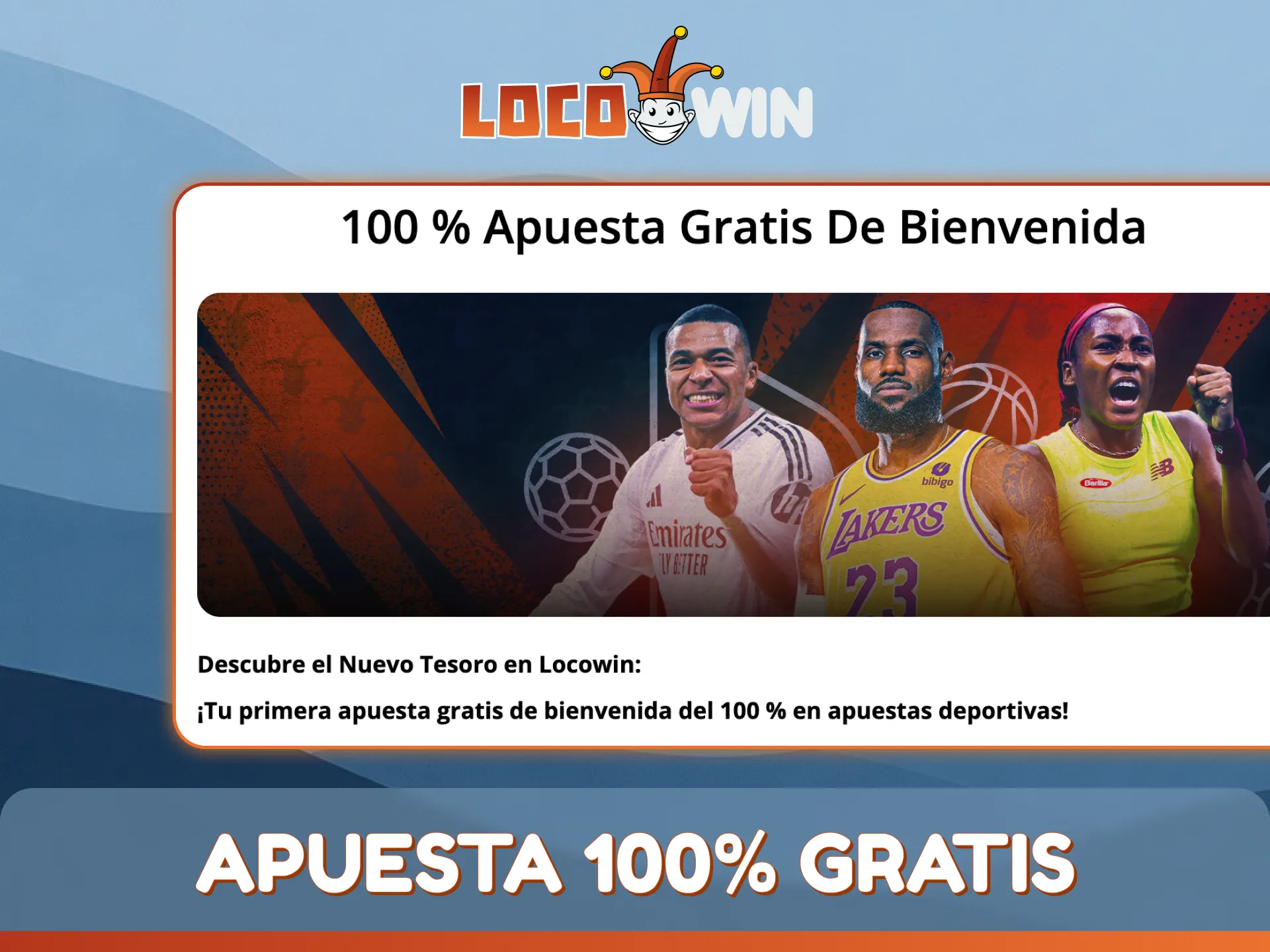 Utilice su apuesta gratuita de bienvenida del 100% para deportes en LocoWin.